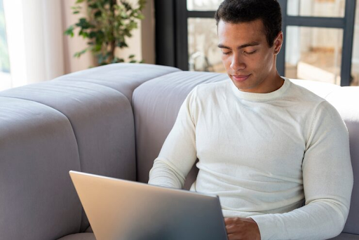 Young man using a laptop